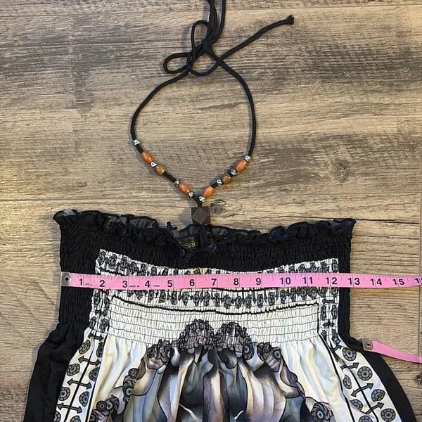 Silky Summer bandeau dress with boho/hippy print - Image 5