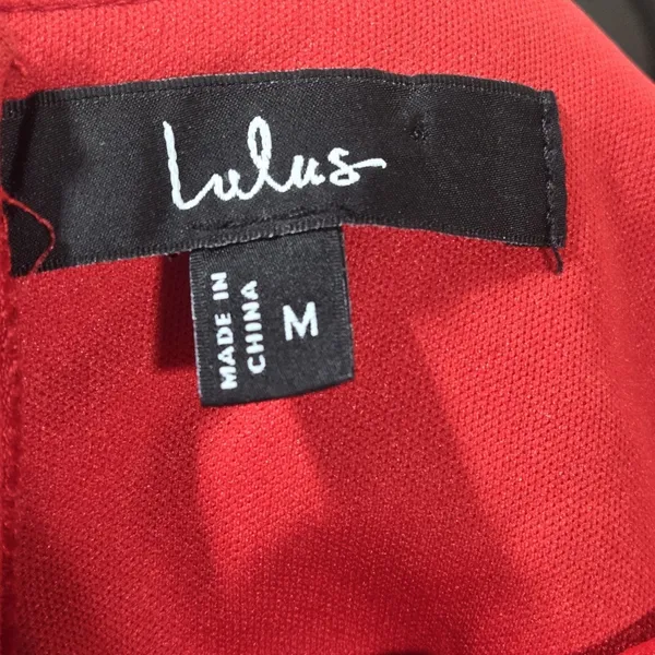 Lulus Regal Cutie Red Satin Square Neck Bubble-Hem Mini Dress M NWT - Image 5