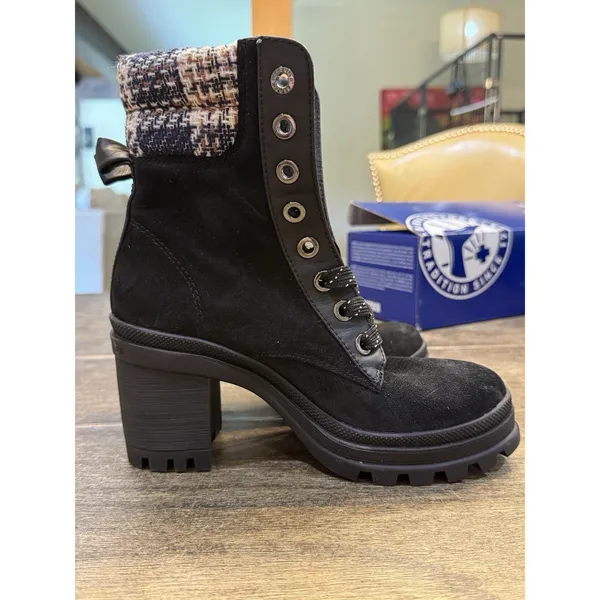 Veronica Beard Westport water resistant biker Combat boots size 5 Black Suede - Image 3