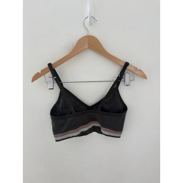 Spanx Seamless Ribbed‎ Bralette Charcoal Grey V-Neck Adjustable Straps Medium - Image 2