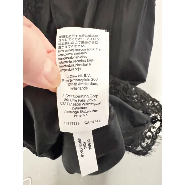 J. Crew Regenerative Cotton Black Lace Trim Midi Dress Size L CA667 - Image 7