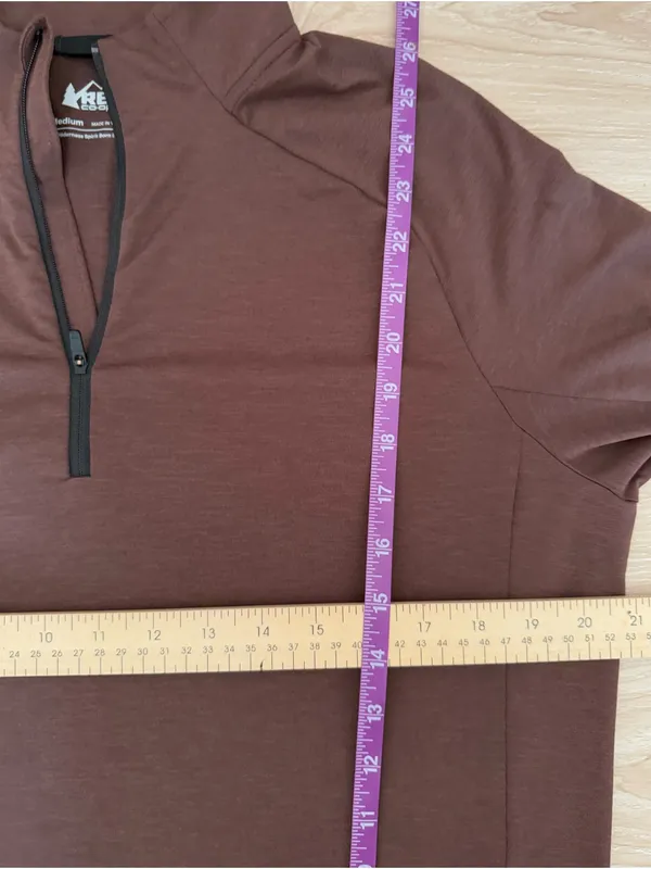 Rei Coop Medium Light Brown Long Sleeve 1/4 Zip Base Layer Outdoor Hike - Image 6