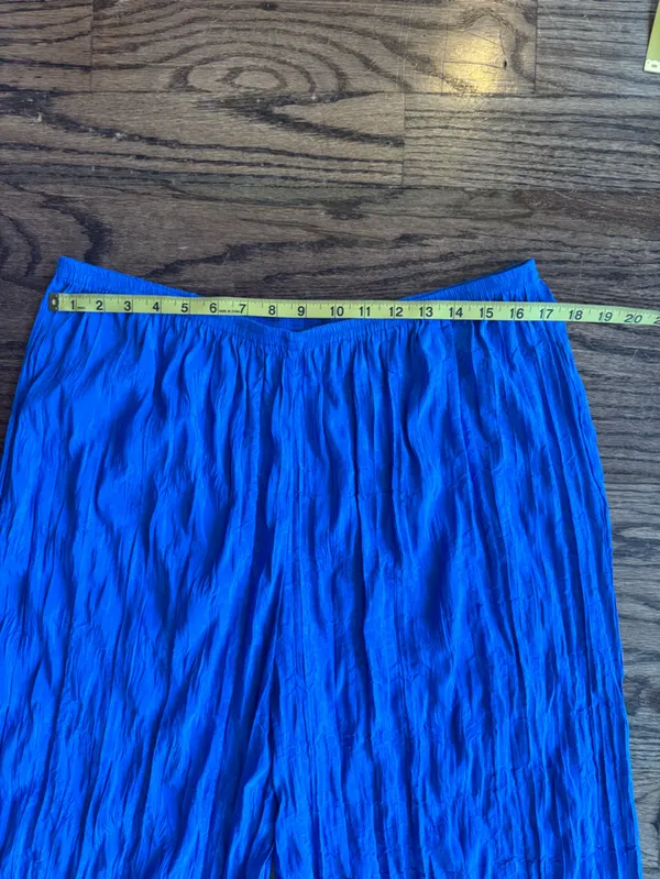 NWT VRG GRL 16 XL Raya High Waisted Wide Leg Crinkled Chiffon Blue Pants Preppy - Image 5