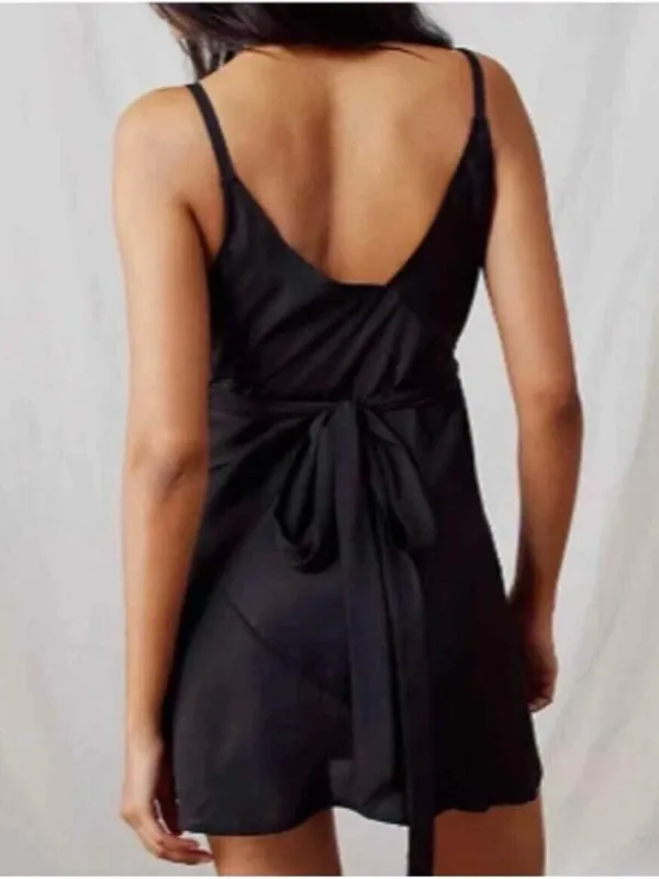 NWT Free People Like Me or Love Me Black Wrap Mini Slip Dress Size Small - Image 2