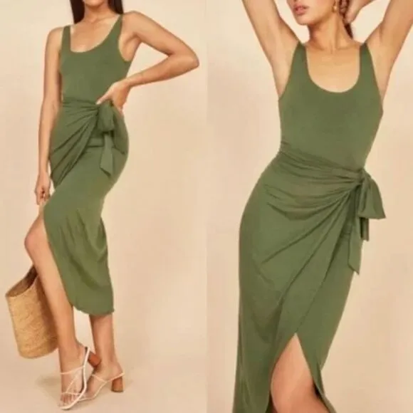 NEW Reformation Kaila Midi Dress Green - Image 2