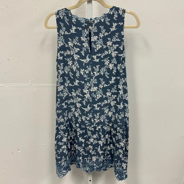 LOFT Bird Novelty Print Shift‎ Mini Dress Blue White XS - Image 2