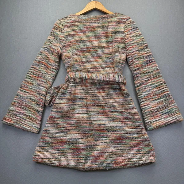 Revolve Majorelle XS Multicolor Metallic Lurex Wrap Mini Dress Long‎ Bell Sleeve - Image 7