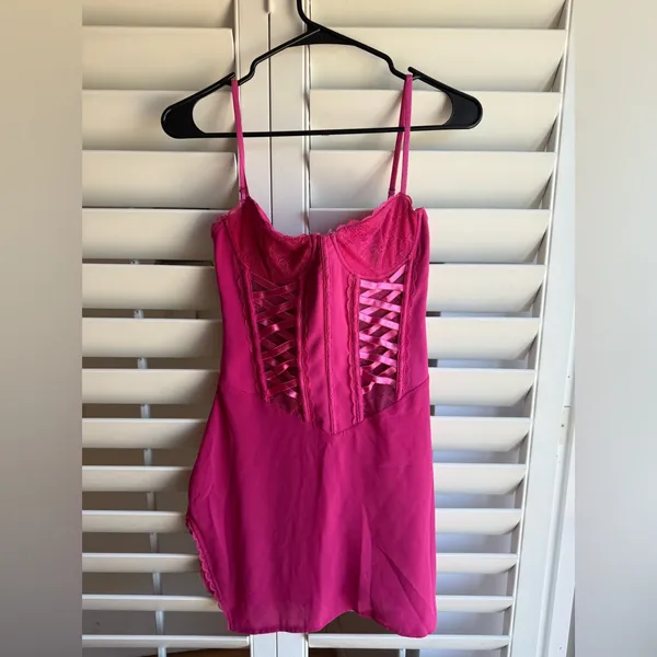 Pink Lace Corset Mini Dress NWT S - Image 6