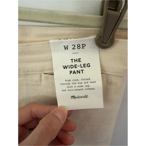 Madewell Cream The Petite Wide-Leg Pant in Corduroy 28P - Image 3