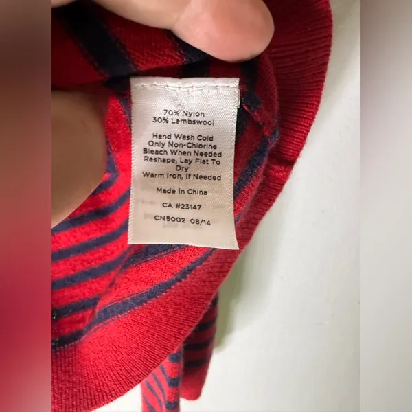 Talbots Red Navy Stripe Lambswool Blend Sweater Size‎ Large - Image 3