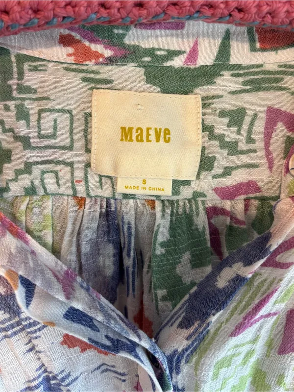 Maeve Anthropologie Boho Aztec Print Kimono Blouse Oversized Small - Image 2