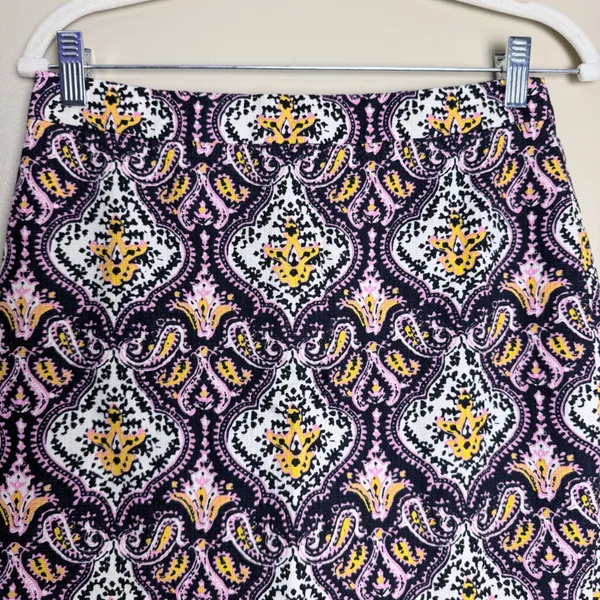 J.Crew Pencil Skirt Boho Paisley Damask Cotton Lined Pink Women Size 0 Cotton - Image 11