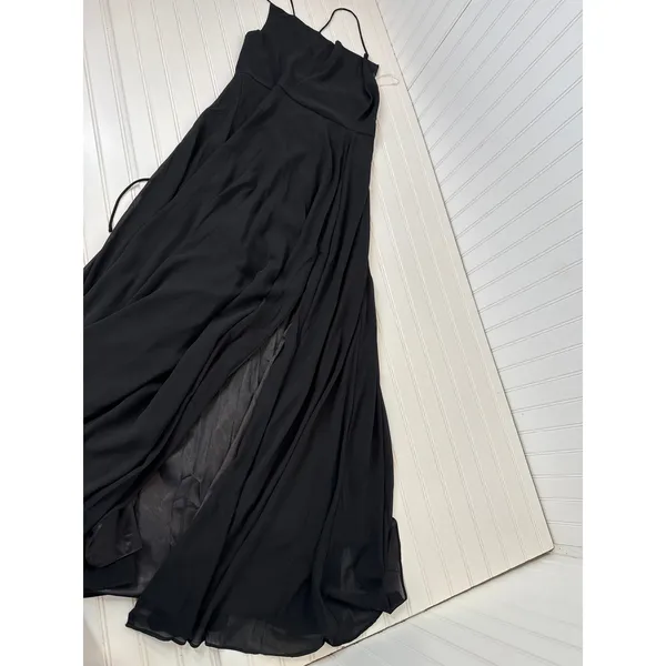 NWT Lulus Romantically Speaking Black Cowl Lace-Up Maxi Dress Wedding Prom M - Image 4