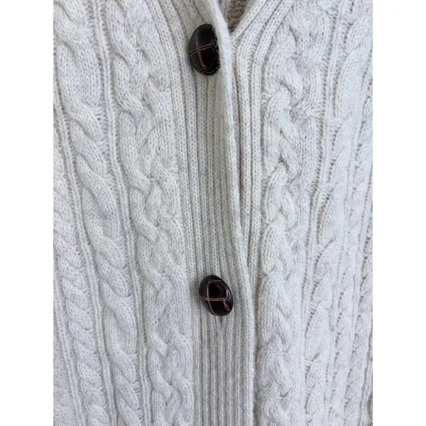 Fisherman Cable Knit Wool Cashmere Long Cardigan Cream Duluth Trading Co L - Image 4
