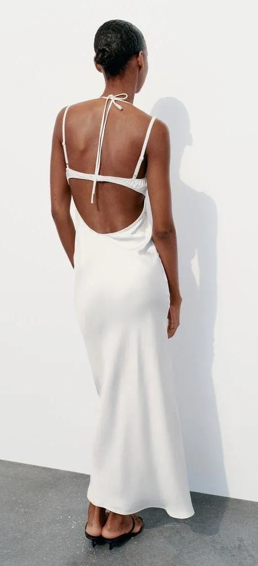 ZARA dress maxi white lingerie inspired satin effect wedding party - Image 4