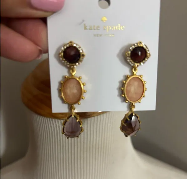 Kate Spade Perfectly Imperfect Linear Earrings, Berry-multi, NWT $68 - Image 4