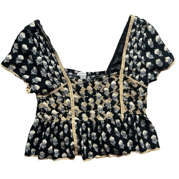 Womens American Eagle Outfitters AE Cropped Embroidered Babydoll Top - Sz XS - Image 3