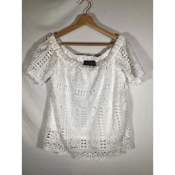 ANTHROPOLOGIE Sunday in Brooklyn‎ Eyelet Top White Romantic Cottagecore Small - Image 2