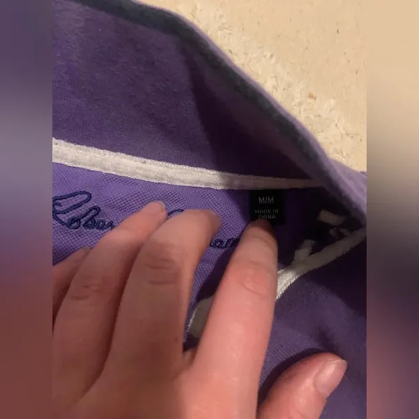 Robert graham striped purple white quarter zip sweater M classic shirt preppy - Image 3