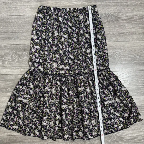 Cottagecore Metrowear Women's Midi Skirt Sz M Floral Lined Tiered‎ Elastic Waist - Image 13