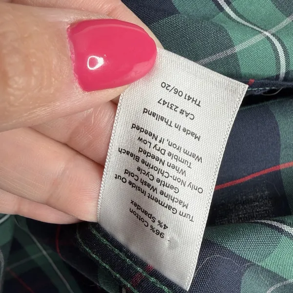 NWT Talbots Perfect Popover Blouse 10 Preppy Workwear Casual Green‎ Tartan Plaid - Image 5