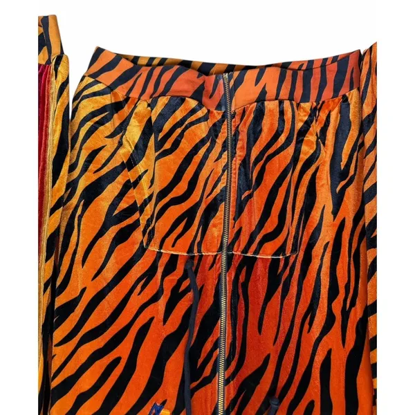 Aviator Nation Classic Velvet Relaxed Zip Hoodie‎ Tiger Print Size Large - Image 5