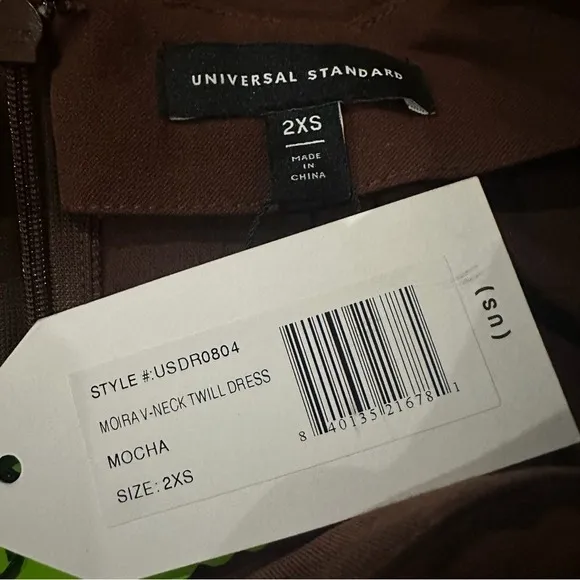 Universal Standard Moriah Brown V-Neck‎ Twill Dress Size 2XS (6-8) Minimalist - Image 10