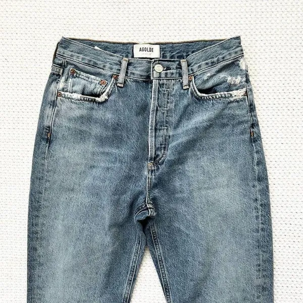 Riley High Rise Straight Crop Denim Jeans Button Fly In Frequency 27 - Image 6