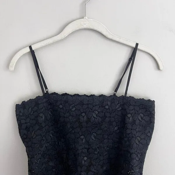 Y2k‎ Black Ferocious Chik Square Neckline Sheer Floral Lace Tank Top - Image 4