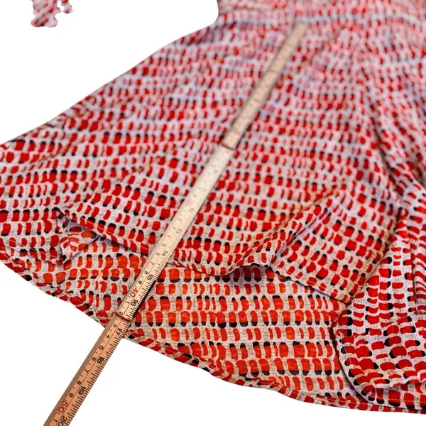 Altar’d State Orange Red Plaid Smocked Romper Women’s Medium Balloon Sleeve EUC - Image 10