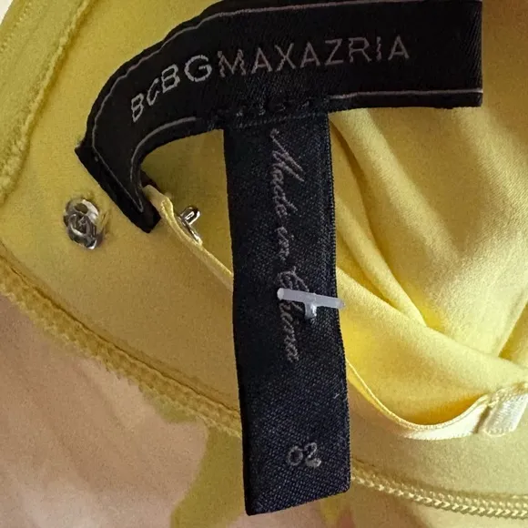 BCBGMaxAzria Felicity Chartreuse Yellow Chiffon Asymmetric Gown Maxi Dress‎ Sz 2 - Image 7