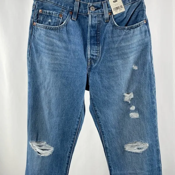 NWT 501 High‎ Rise Distressed Straight Jean in Athens Crown Size 32 x 30 - Image 5