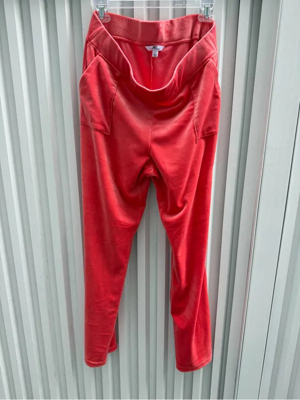Juicy Couture Velour Wide Leg Pants Coral Pink Y2K Women’s L Crown Logo - Image 2