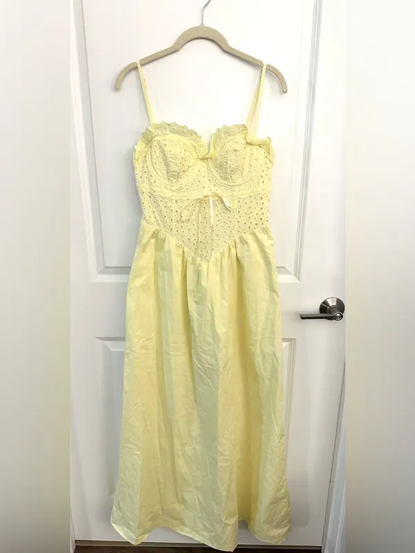 Revolve More to Come Marleen Maxi Dress in Yellow Small Womens Eyelet Long - Image 5