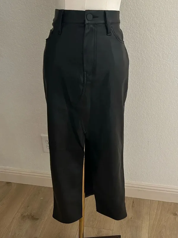 Hudson Faux Leather Midi Skirt, Black, Size 6/28 Rent the Runway - Image 4