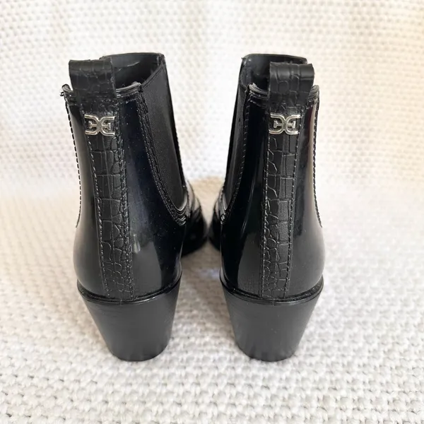 Sam Edelman Black Rubber Winona Cowboy Western Rain Ankle Boots Booties 7 - Image 6