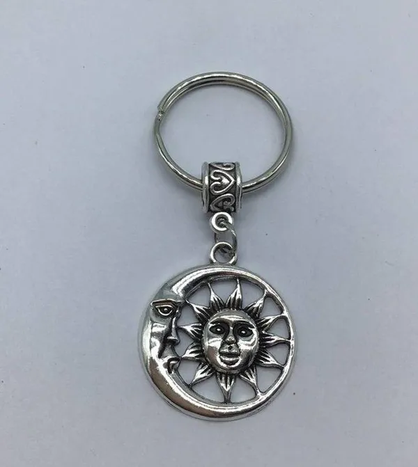 New sun and moon silver or gray dangle keychain - Image 2