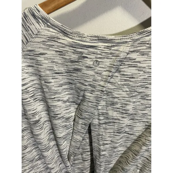 Lululemon Tie Back Top‎ Womens 10 Grey Space Dye Short Sleeve Yoga Athletic Tee - Image 6