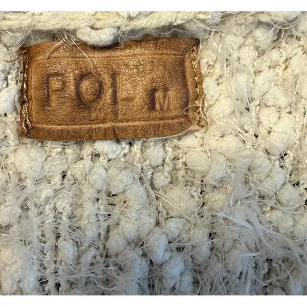 POL Boucle Eyelash Cardigan Sweater Beige Size M Boho Open‎ Front Asymmetric - Image 3