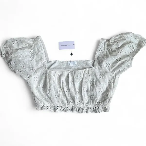 NWT Lovers + Friends Boho Eyelet Cropped White Leah Top Size‎ XL - Image 6