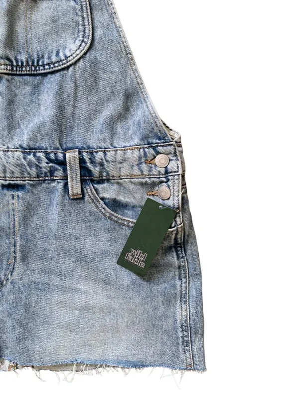 NWT Wild Fable Light Wash Denim Mini Skirtall Overall Dress - Image 10