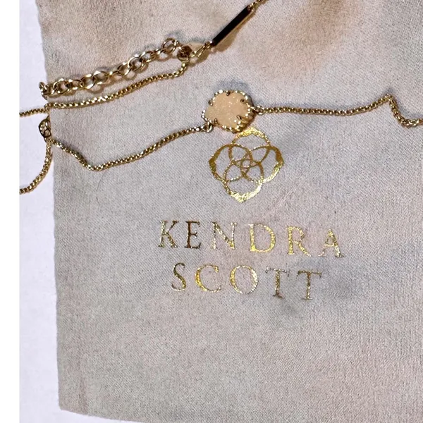 Kendra Scott Elisa Gold Iridescent Drusy Pendant Necklace Dainty Jewelry‎ - Image 4