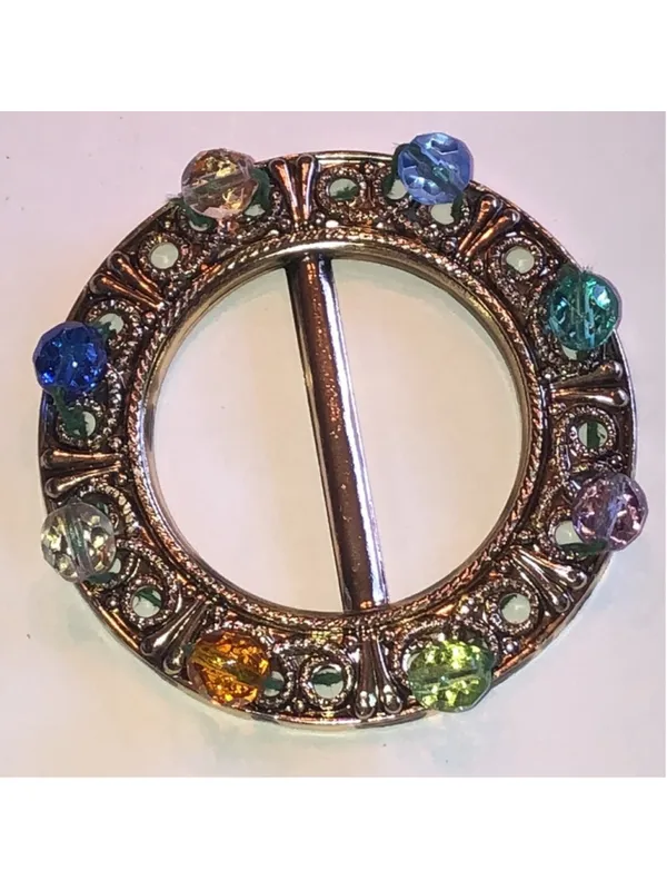 Multicolor Beaded Circular Boho Belt Buckle Blue - Image 2