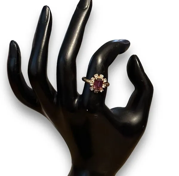 Vintage amethyst and rhinestones adjustable ring - Image 2