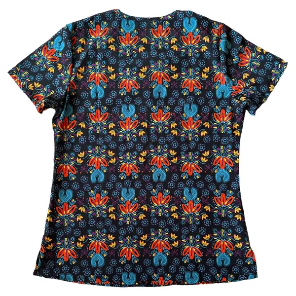 GT Performnce Black Printed V Neck Scrubs Top, S - Image 5
