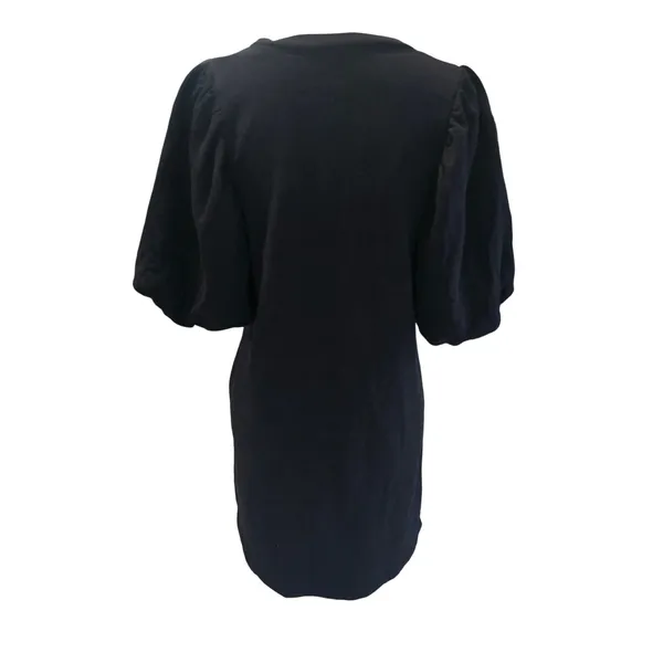 Zara Black Mini Dress Short Puff Sleeve Crew Neck Casual Comfy‎ Women's Small - Image 3