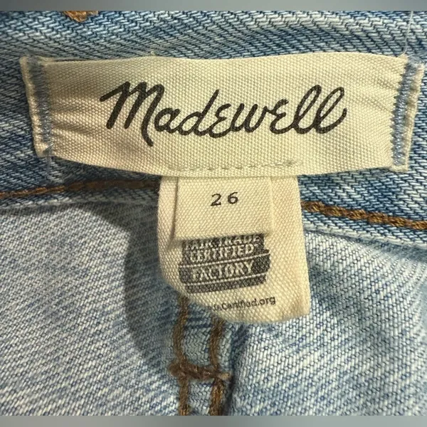 Madewell Denim Midi Jean Skirt Front Slit‎ Light Wash Size 26 - Image 7