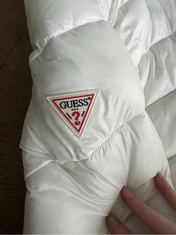 Guess Women’s White Hooded Puffer Jacket - Image 4