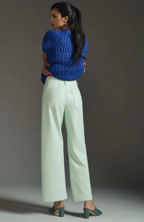 Maeve by Anthropologie The Colette Wide Leg Crop Faux Leather Edition Mint 27P - Image 3