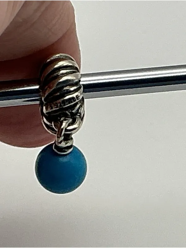 Pandora Turquoise Bead Dangle Charm Sterling Silver ALE - Image 3